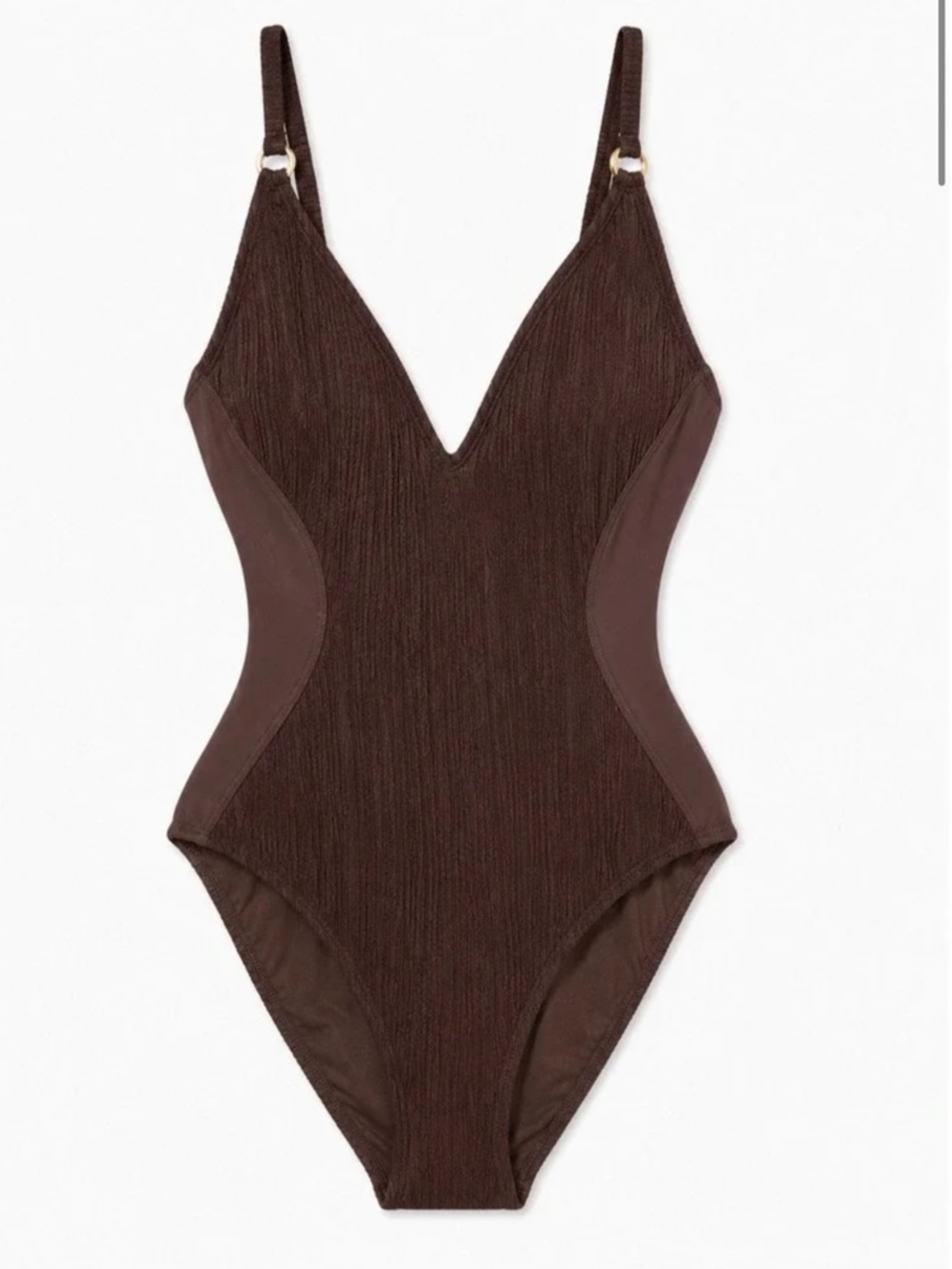 Ta3 Plungey Wavy Ring Espresso Onepiece Swimsuit NWT
